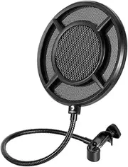 TOPPERFUN Blowout Preventer for Broadcasting Microphone Pop Filter Windscreen Mic Shield Filter Black