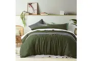 Design Homewares 100% Linen Olive Quilt Cover Set For Single Bed & Garden Bedding Quilt Covers