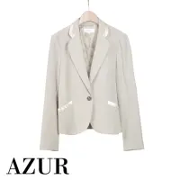 在飛比找momo購物網優惠-【AZUR】光澤滾邊時尚單釦OL西裝外套-4色