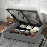 Milano Luxury Gas Lift Bed Frame with Storage King Grey