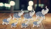 7-Piece Blue and White Thai Elephant in Different Sizes 2" - 4"H Figurine