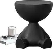 Wooden End Tables - Rustic Round Nightstand, Modern Side Table for Living Room | Small Bedside Bedroom, Large Capacity Narrow Table, Black & White Night Stand, Creative Couch Compact Sofa Use