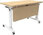 Folding Conference Room Tables, Mobile Training Seminar Table, Meeting Table with Caster Wheels, Rectangular Modular Business Tables, Executive Desk, for Office Conference Classroom
