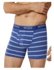 Bonds Mens 91S Lazuli Marle Blue Stripe GuyFront Mid Trunk Brief Size S New