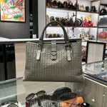 BV BOTTEGA VENETA ROMA 大款灰色編織牛皮三層手提包 (B5814)