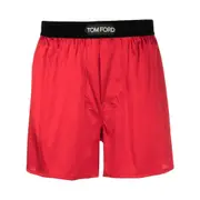 [Tom Ford Underwear] Tom Ford Underwear Logo-waist Satin Boxers M RED