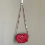 Badgley Mischka vegan leather Red Diamond Quilted Crossbody with pearls bag