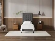 My Style Buttoned Headboard & Drawer Base - Single / Gunmetal / Slimline Base