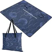 Yoogain Outdoor Picnic Blanket Foldable Camping Party Sand Resistant Beach Blanket for Grass Concert Blanket Chinese Style Moon Cloud Dark Blue 60x80in
