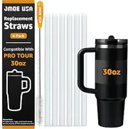Jmoe USA Straw Replacement For Stanley Pro Tour 30 oz Flip Straw Tumbler | Reusable Plastic Straws With Cleaning Brush | Food Grade & BPA Free | 6-Pack