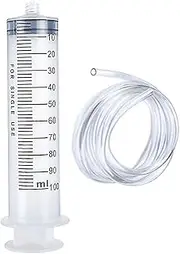 100ML Large Syringe with 130cm Tubing – Reusable Plastic Luer Lock Injector for Liquid Measuring, Lab, Garden, Pet Feeding & Oil Extraction