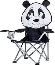 Cao Panda H63 Folding Children's Chair with Seat H22 x 33 x 33 cm, Steel Tube, Polyester 600D, Unisex, Black and White, 33 x 33 x 66 cm