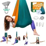Sensory Swing for Kids Indoor Outdoor & 360° Hardware - Double Layer Calming ...