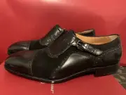 SALVATORE FERRAGAMO MASIERO 3 12 EE BLACK CROCODILE TRAMEZZA MONK STRAP SPECL ED