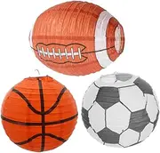 CLISPEED 3pcs Sports Lanterns Paper Decorations for Basketball Soccer Football Themed Parties Effortless Hanging Centerpieces for Birthday Celebrations Events