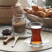 12 Pcs. Tea Glasses Luxury Design Turkish Tea Glass Cay Bardagi Set Cups Saucers Lav
