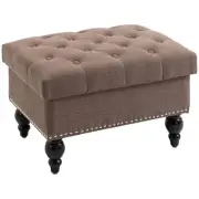 Coffee Storage Ottoman Removable Lid Button Tufted Fabric Bench Seat with Wood H