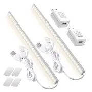 2Pack LED Under Cabinet Light LED Light Bar with USB Powered 2 Pack-2 AC Plug