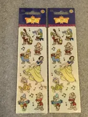 2 Sandylion Disney Snow White Dwarves Vintage Stickers Foil Shimmer NIP-Sealed