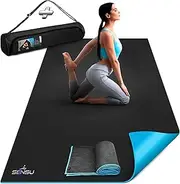 [Sensu] Large Yoga Mat - 6’ x 4’ x 9mm Extra Thick Exercise Mat for Yoga, Pilates, Stretching, Cardio Home Gym Floor, Non- Slip Anti Tear Eco-Friendly Workout Mat - Use Without Shoes