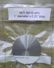 Tungsten Titanium (W/Ti 90/10 wt%) sputter target 1" diameter x 0.25" thick