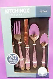 Kitchinox 20 Piece Flatware "Lily Frost" Set Stainless Steel Service For 4 New