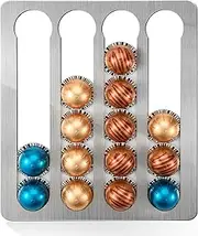 CusieryMax Coffee Pod Holder for Nespresso Vertuo Pods, Stainless Steel Adhesive Capsule Organizer for Vertuoline, Suitable for Mount Under Canbinet or On Wall Vertically or Horizontally（Adhesive）
