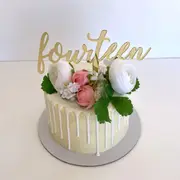 Acrylic Gold 'fourteen' Script Birthday Cake Topper