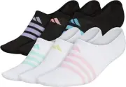 adidas Girl's Superlite Super No-Show Socks Size Large 3Y-9 White/Black New