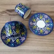 Handmade Turkish Ceramic Espresso Cups And Saucers Set with Turkish coffee gift