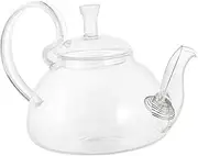 Mikinona Heat Resistant Glass Teapot Household with Scald Handle for Home Brewing Housewarming Loose Leaf Tea Lovers