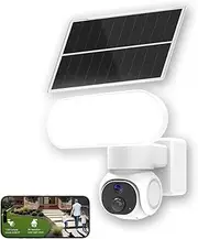 NIUNIUEV Solar Floodlight Security Camera,Wireless Outdoor Security PTZ Camera,100% Wire-Free,2K HD Resolution,2.4GHz WiFi Camera,Color Night Vision,Two-Way Talk (Only Camera)