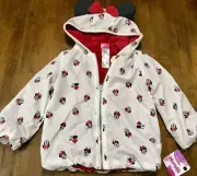 Disney Junior Minnie Mouse Toddler Jacket Sherpa Lined Hooded Sz 4