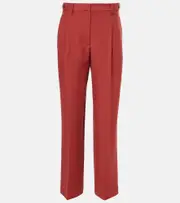 [Brunello Cucinelli] Brunello Cucinelli High-rise virgin wool twill straight pants AU 16 red