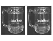 CAPTAIN MORGAN RUM 2 x EMBOSSED POLYCARBONATE TANKARDS 400ml BNWOB MAN CAVE