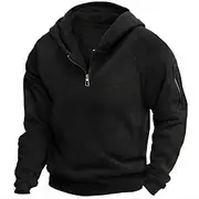 Men's Hoodie Quarter Zip Hoodie Black Hooded Plain Pocket Sports Outdoor Daily Holiday Polyester Streetwear Basic Casual Spring Fall Clothing Apparel Hoodie