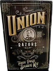 Union Razor Three Piece Shave Kit with Razor, Shaving Brush and Stand with Wood