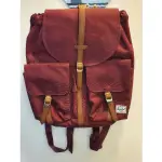 HERSCHEL DAWSON酒紅皮革帶磁扣後背包