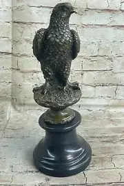 Vintage European Made bronze copper Round seat Standing Eagle hawk Statues