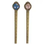 2pcs Metal Bookmark Ruler 10cm Metric Vintage Bookmark Pink & Dark Blue
