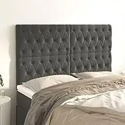 Upholstered Headboards for Bed Frame, Adjustable Height, Soft Velvet Fabric, Dark Grey Panels, 80 cm Tall