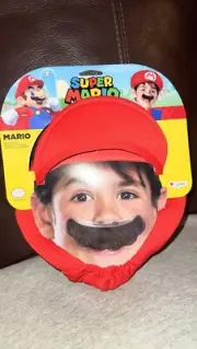 NEW Super Mario Disguise Halloween Accessory Kit Set Hat & Mustache Youth Kids