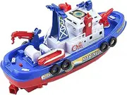 Fire Boat Toy, Electric Spray Ship, Battery Operated Water Spraying Boat, Lights Music, Floating Bath Toy for Pool, Beach, Bathtub, 23x11x8cm 247g Multicolor