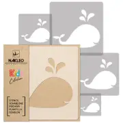 5x reusable PLASTIC Stencils / 13.4" to 3.5"/ Nursery KIDS Template / WHALE