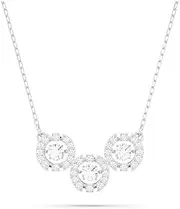 [Swarovski] Trilogy Sparkling Dance necklace White Rhodium plated in a Gift Box, One Size, Rhodium plated, Crystal