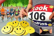 EventClip Smiley FACE x 4 Bib Clips, Snap-Lock for Securing Running and Cycling Numbers. Made with Recycled Plastic (The Original & The Best Est 2012)