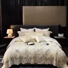 Bedding Set 4pcs Silk Cotton Lace Embroidered Quilt Cover Flat Sheet Pillowcases