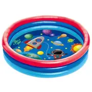 3 Ring Inflatable Pool - Kiddie Pool Floats 51" with Rocket Ship Design