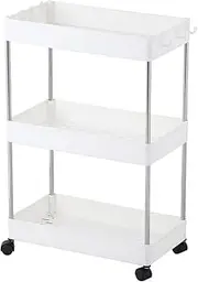 Sherwood Kitchen Trolley Island Cart with Wheel Stainless Steel Storage Organiser Space-Saving/Extra Storage Space for Items Made with High-Quality Polythene and Steel - White (3-Tier 40x22x60cm)