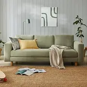 Koala Lounging 3-Seater Sofa, Durable Singular-Seat Cushion with Washable Covers, Timeless Design for Home Living Room, Office Couch, Tool-Free Assembly, Khaki